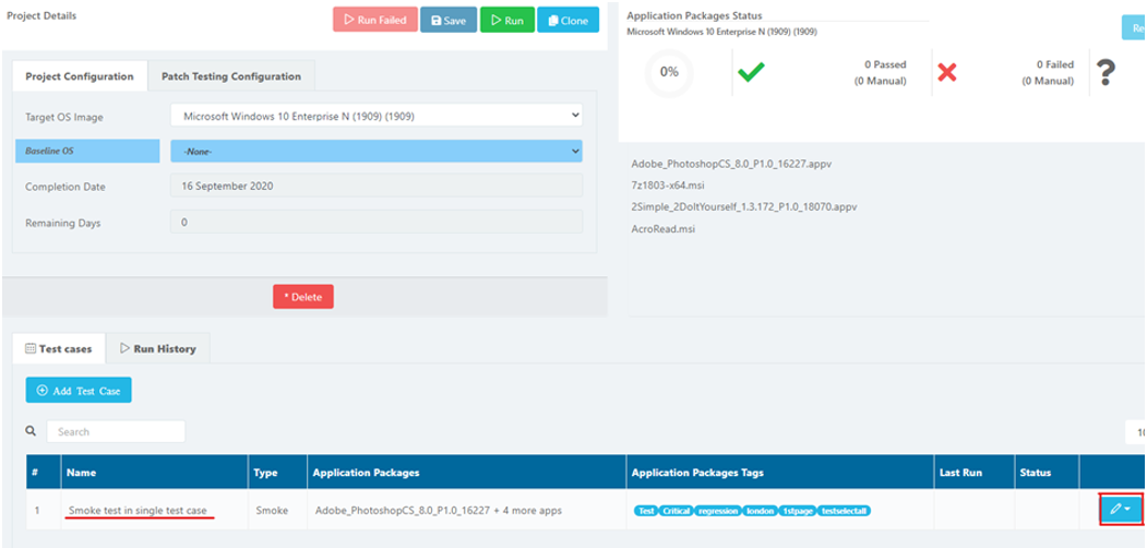 Single test case for multiple applications